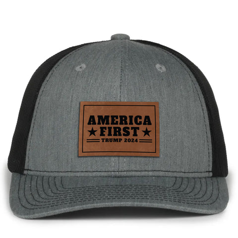 America First Leather Patch Hat (AM24)