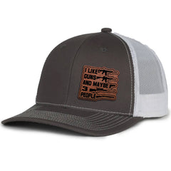 I Like Guns And Maybe 3 People Leather Patch Hat (AM24)