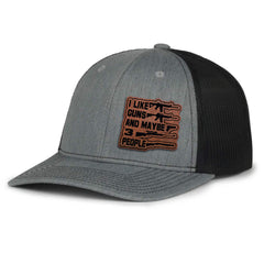 I Like Guns And Maybe 3 People Leather Patch Hat (AM24)