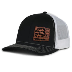 I Like Guns And Maybe 3 People Leather Patch Hat (AM24)