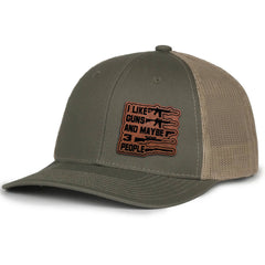 I Like Guns And Maybe 3 People Leather Patch Hat (AM24)