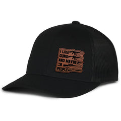 I Like Guns And Maybe 3 People Leather Patch Hat (AM24)